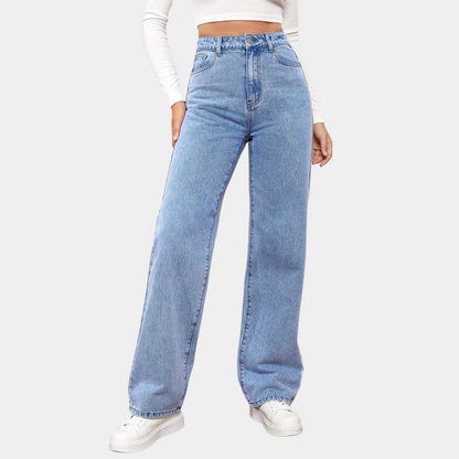 Hoge Taille Jeans Dames Wijde Pijpen Denim