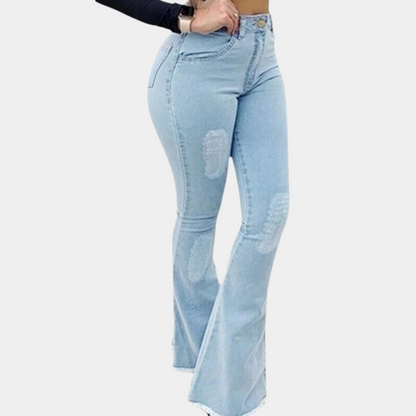 Dames Flared Jeans Wijd Been Stijlvolle Zomerbroek