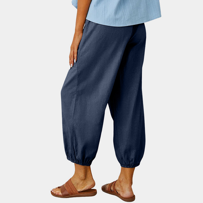 Dames Capri Broek Linnenlook Zomerjurkstijl
