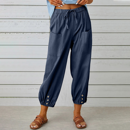 Dames Capri Broek Linnenlook Zomerjurkstijl