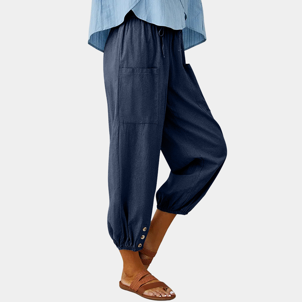Dames Capri Broek Linnenlook Zomerjurkstijl