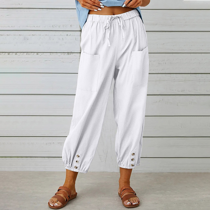 Dames Capri Broek Linnenlook Zomerjurkstijl