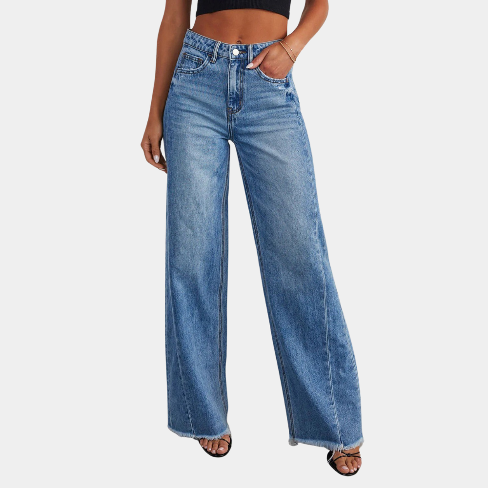 Hoge Taille Jeans Comfortabele Wijde Denim Broek - Mode Vibes