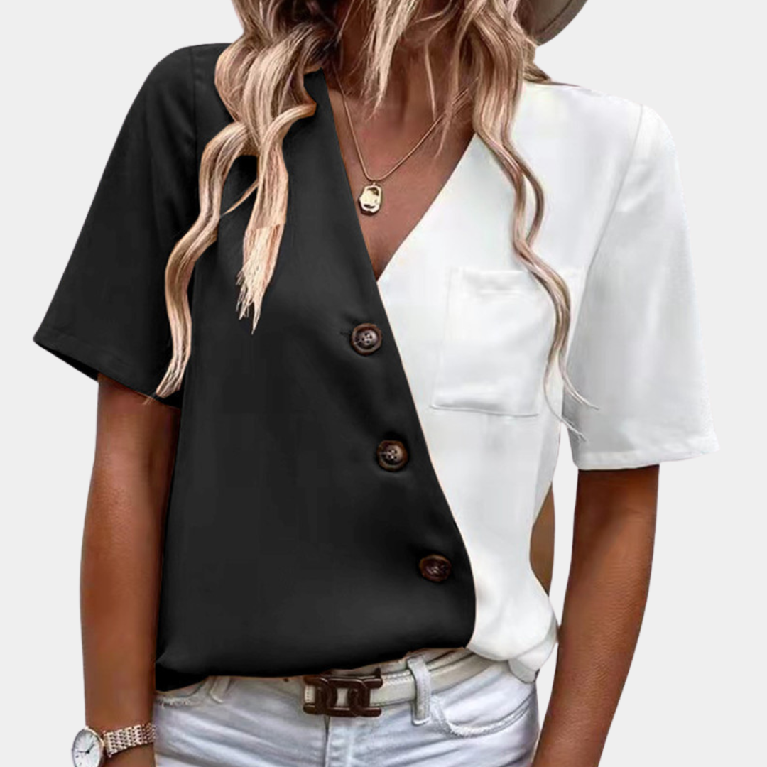Dames Blouse Colorblock Stijl - Mode Vibes