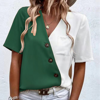 Dames Blouse Colorblock Stijl