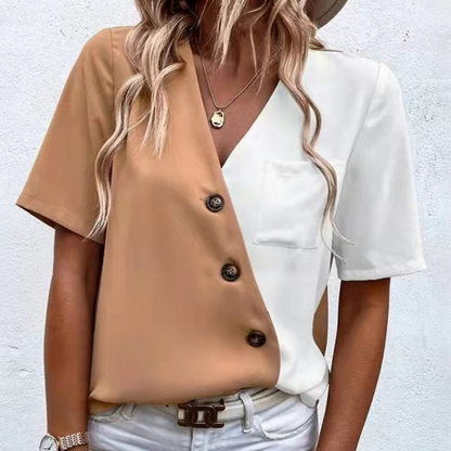 Dames Blouse Colorblock Stijl