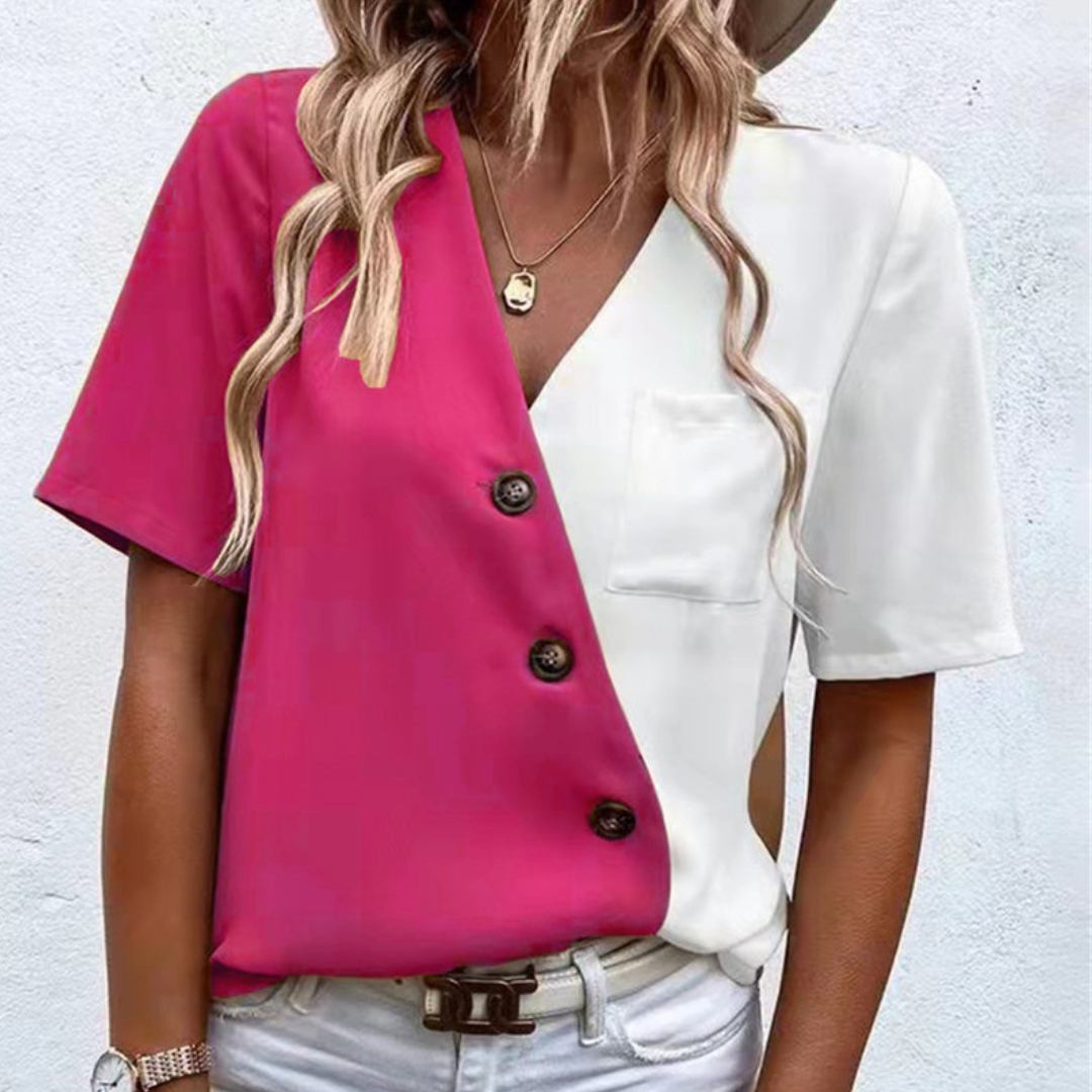 Dames Blouse Colorblock Stijl