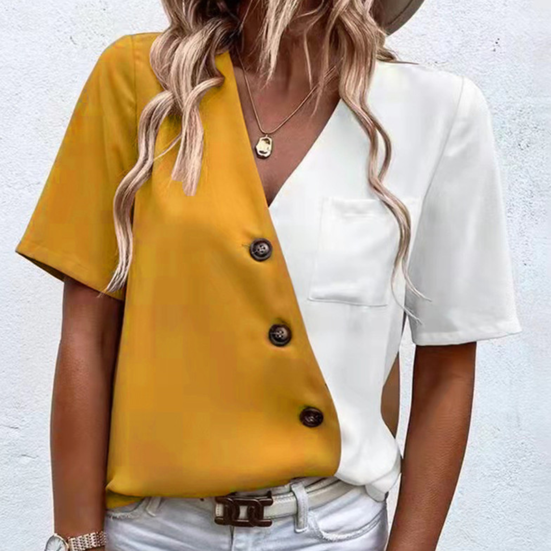 Dames Blouse Colorblock Stijl