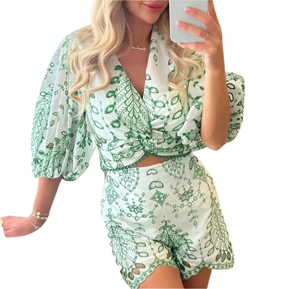 Luchtige Co-ord Set met Geborduurde Details voor Vrouw - Mode Vibes