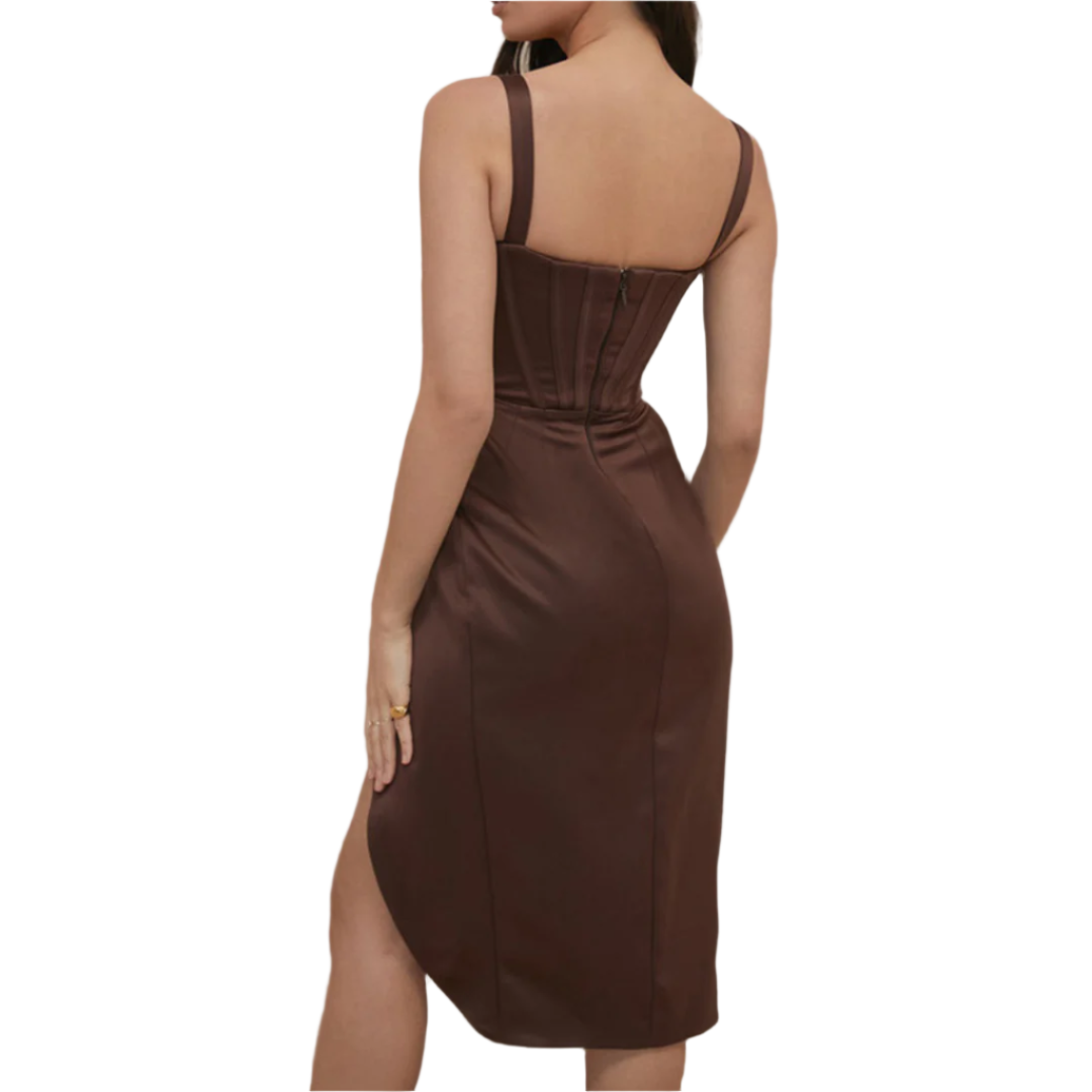 Luxe Jurk met V-Hals en Asymmetrische Split