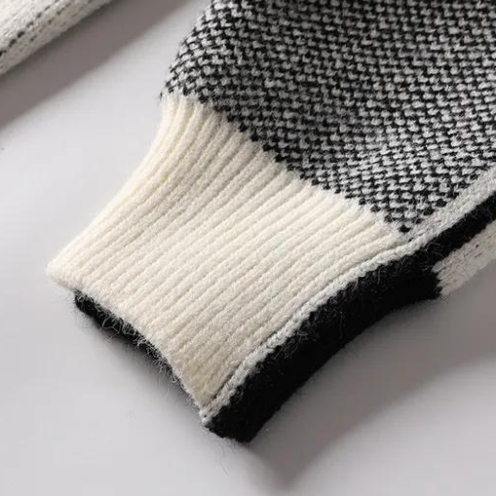 Heren Gebreide Trui – Dikke Stof – Geometrisch Patroon – Trendy & Comfortabel