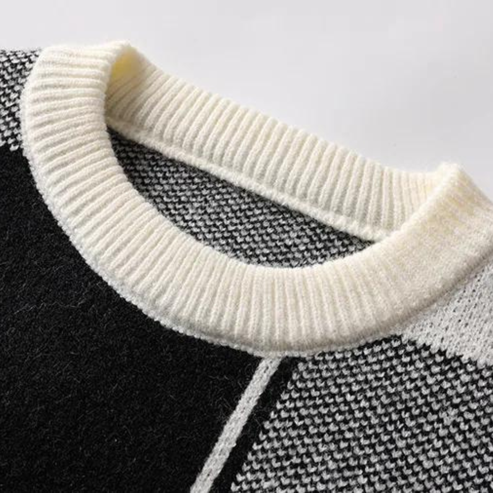 Heren Gebreide Trui – Dikke Stof – Geometrisch Patroon – Trendy & Comfortabel