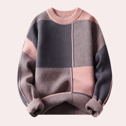 Heren Gebreide Trui – Dikke Stof – Geometrisch Patroon – Trendy & Comfortabel