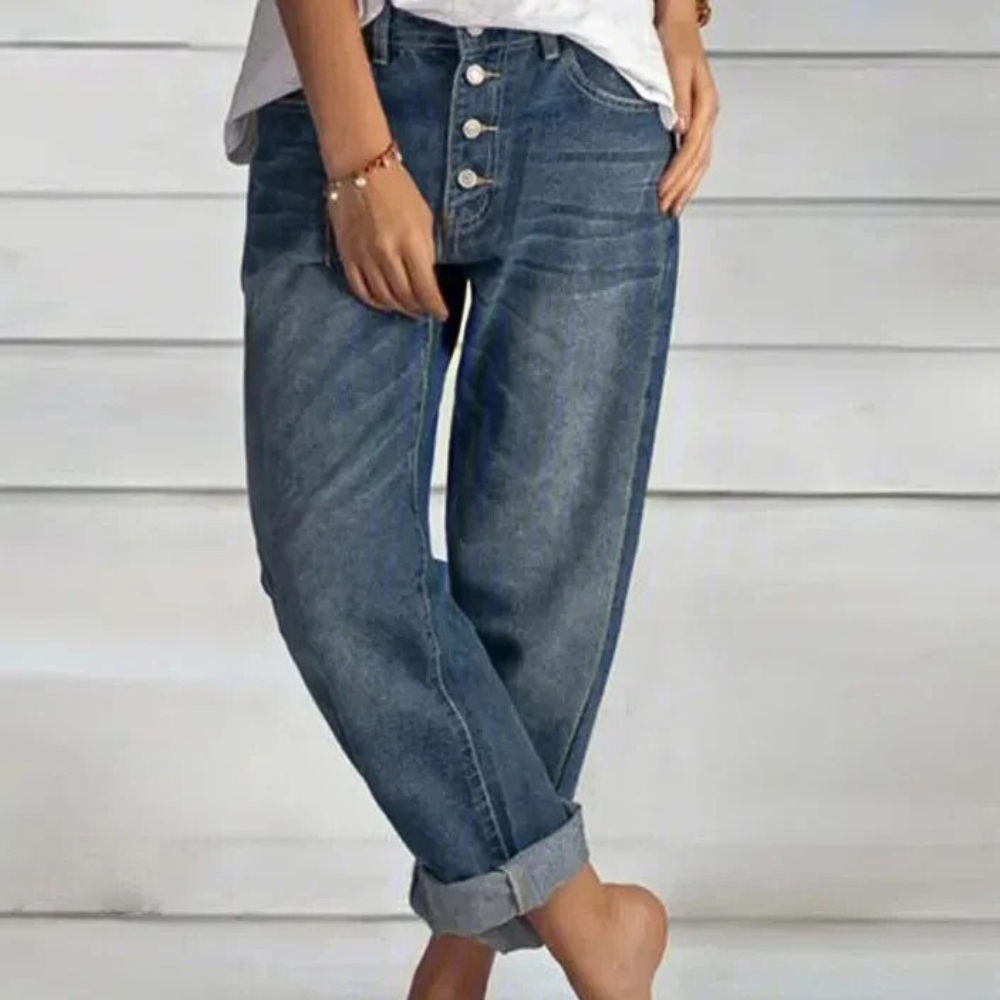 Dames High-Waist Jeans Modieus Elvira Stijl - Mode Vibes