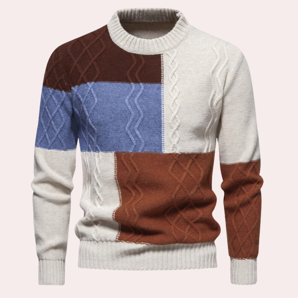 Heren Casual Gebreide Trui met Ronde Hals – Slim Fit voor Herfst en Winter