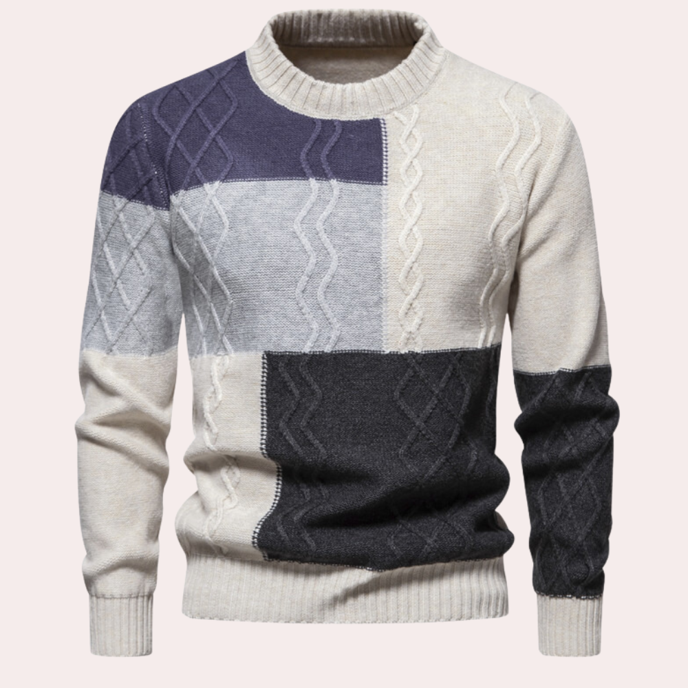 Heren Casual Gebreide Trui met Ronde Hals – Slim Fit voor Herfst en Winter