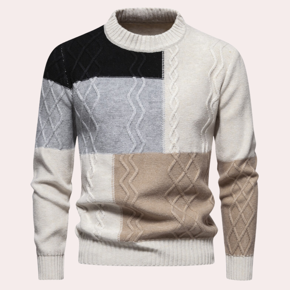 Heren Casual Gebreide Trui met Ronde Hals – Slim Fit voor Herfst en Winter