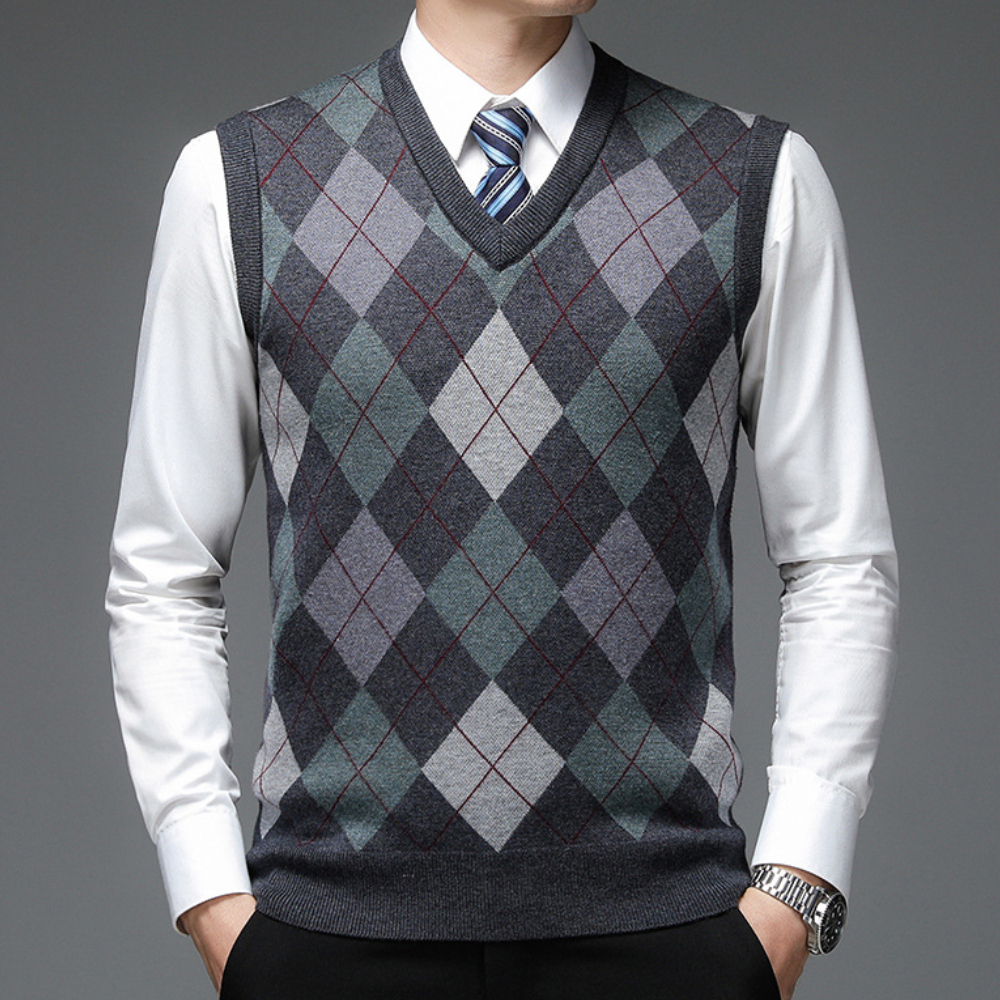 Heren Spencer Argyle Patroon Stijlvol en Warm - Mode Vibes
