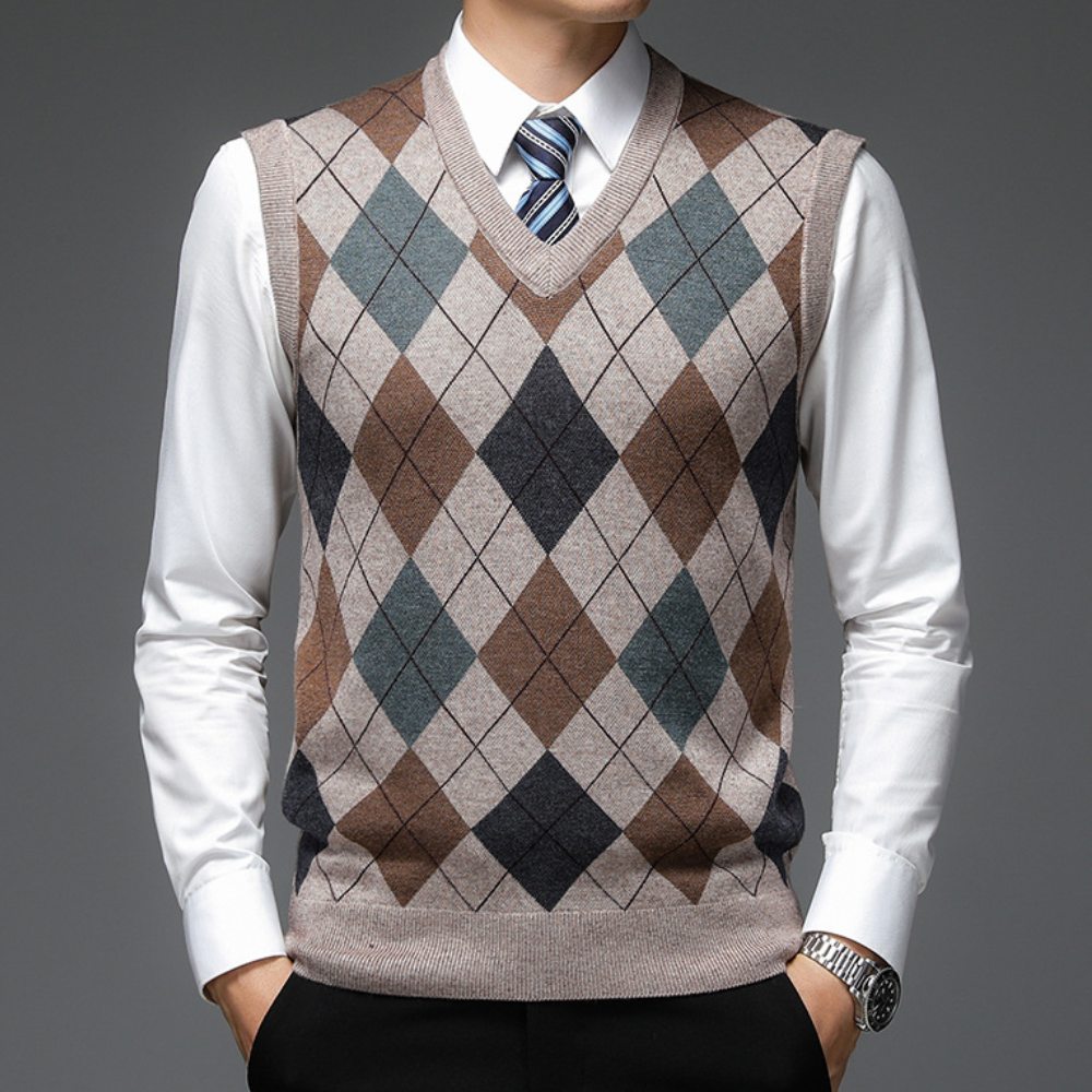 Heren Spencer Argyle Patroon Stijlvol en Warm