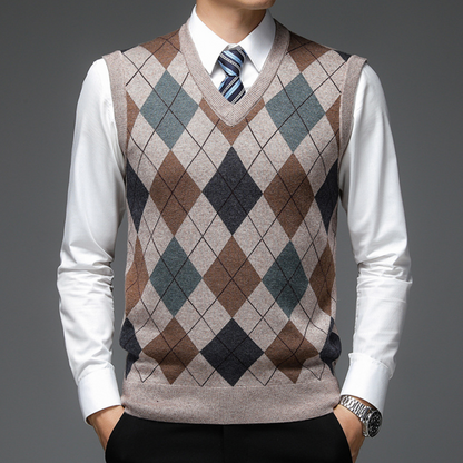 Heren Spencer Argyle Patroon Stijlvol en Warm