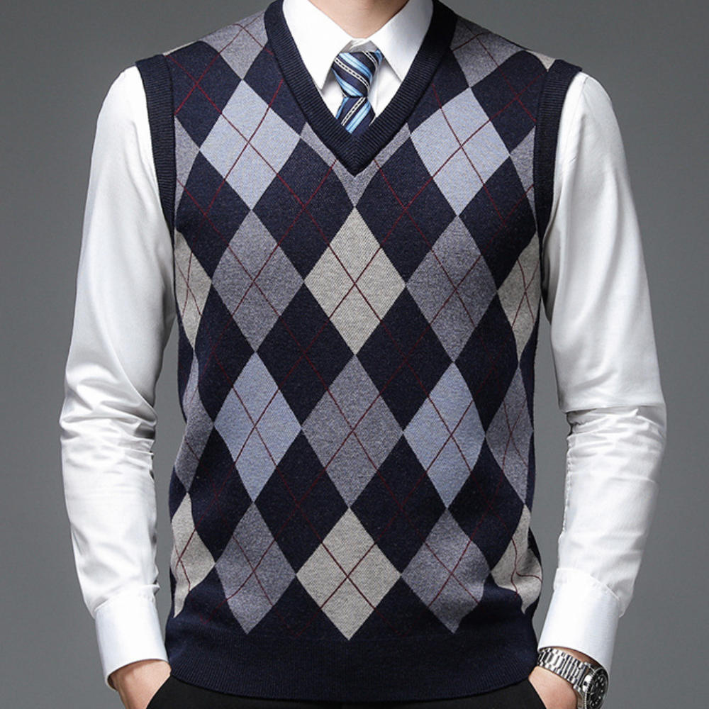Heren Spencer Argyle Patroon Stijlvol en Warm