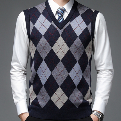 Heren Spencer Argyle Patroon Stijlvol en Warm