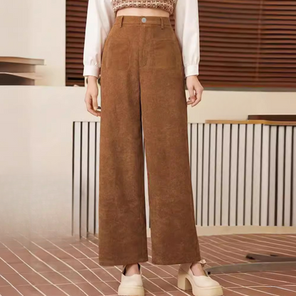 Ribfluwelen High Waist Broek Wijde Pijpen voor Vrouw
