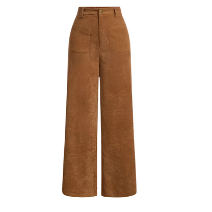 Ribfluwelen High Waist Broek Wijde Pijpen voor Vrouw - Mode Vibes