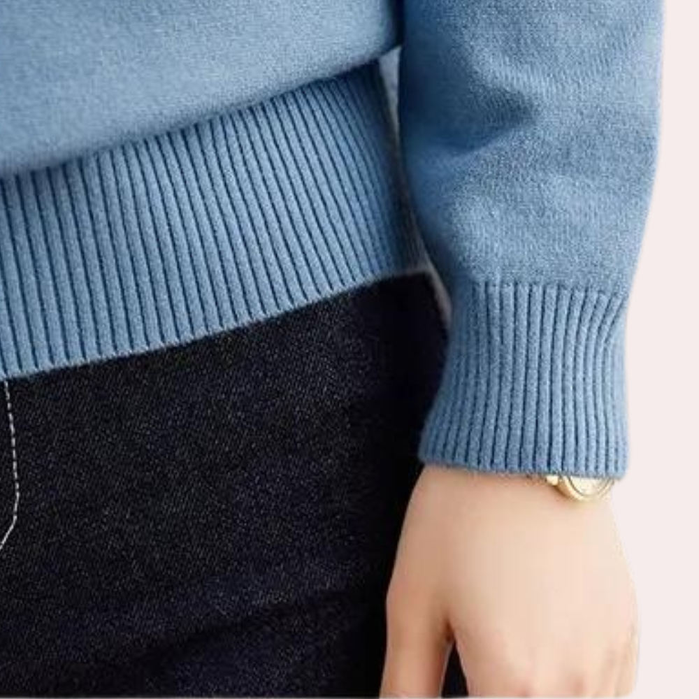 Elegante Gebreide Trui met Contrasterende Kraag