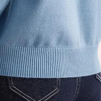 Elegante Gebreide Trui met Contrasterende Kraag