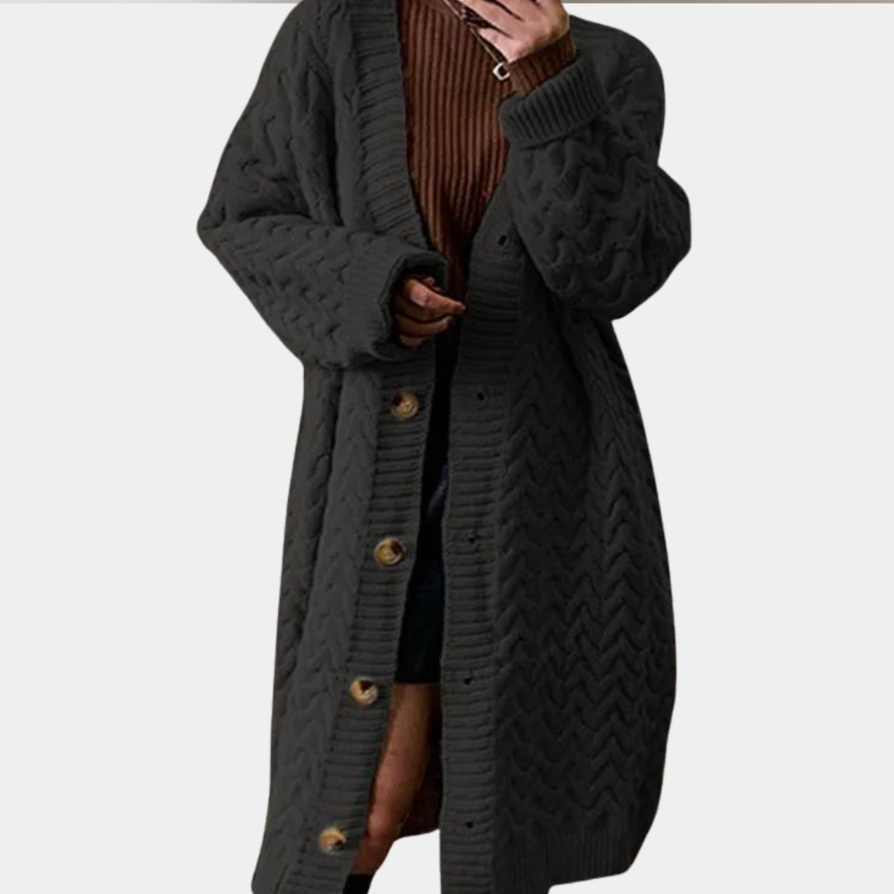 Damesvest Gebreid Oversized Lang Model Noémie - Mode Vibes