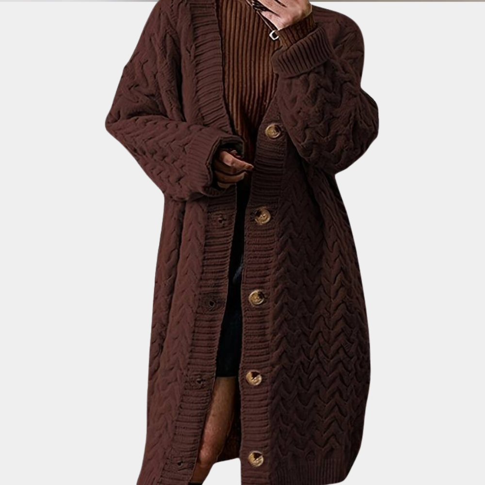 Damesvest Gebreid Oversized Lang Model Noémie