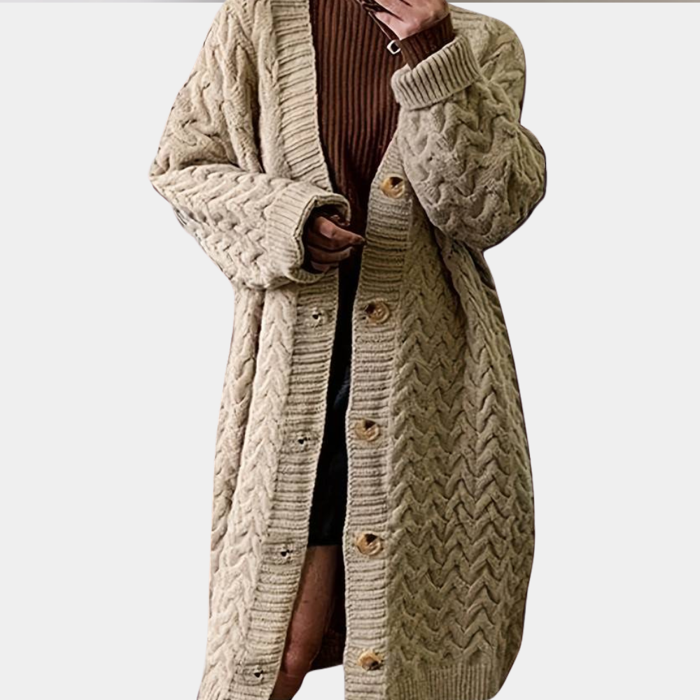 Damesvest Gebreid Oversized Lang Model Noémie