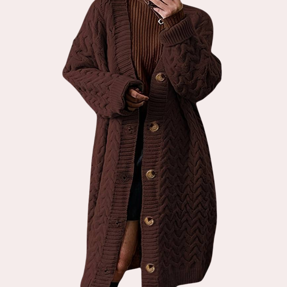 Damesvest Gebreid Oversized Lang Model Noémie
