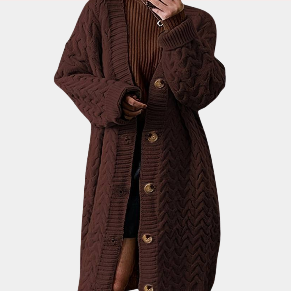 Damesvest Gebreid Oversized Lang Model Noémie
