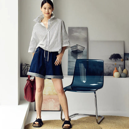 Stijlvolle Strepen Korte Mouw Shirt