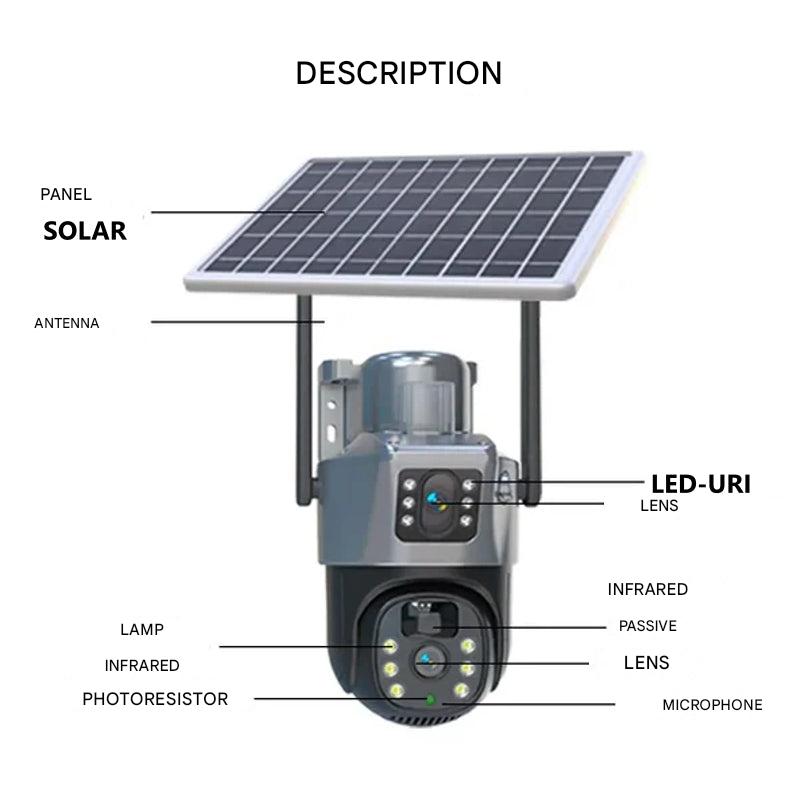 Draadloze 4K Beveiligingscamera met Zonnepanelen en Nachtzicht