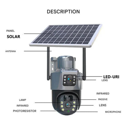 Draadloze 4K Beveiligingscamera met Zonnepanelen en Nachtzicht
