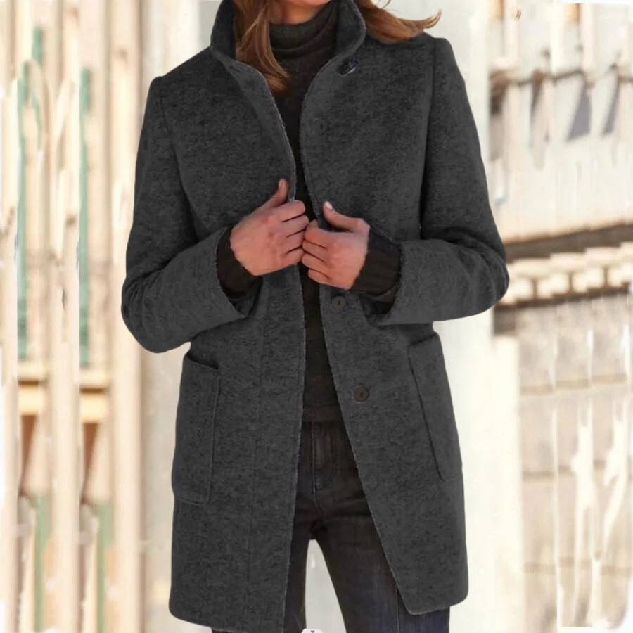 Damesjas Warm en Stijlvol met Hoge Kraag Wintermantel - Mode Vibes