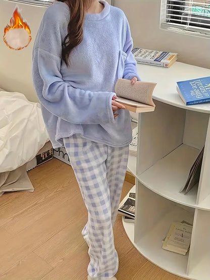 Warme Pyjama Set Zachte Stof voor Vrouw