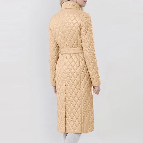 Lange Gewatteerde Jas Dames Elegante Warm