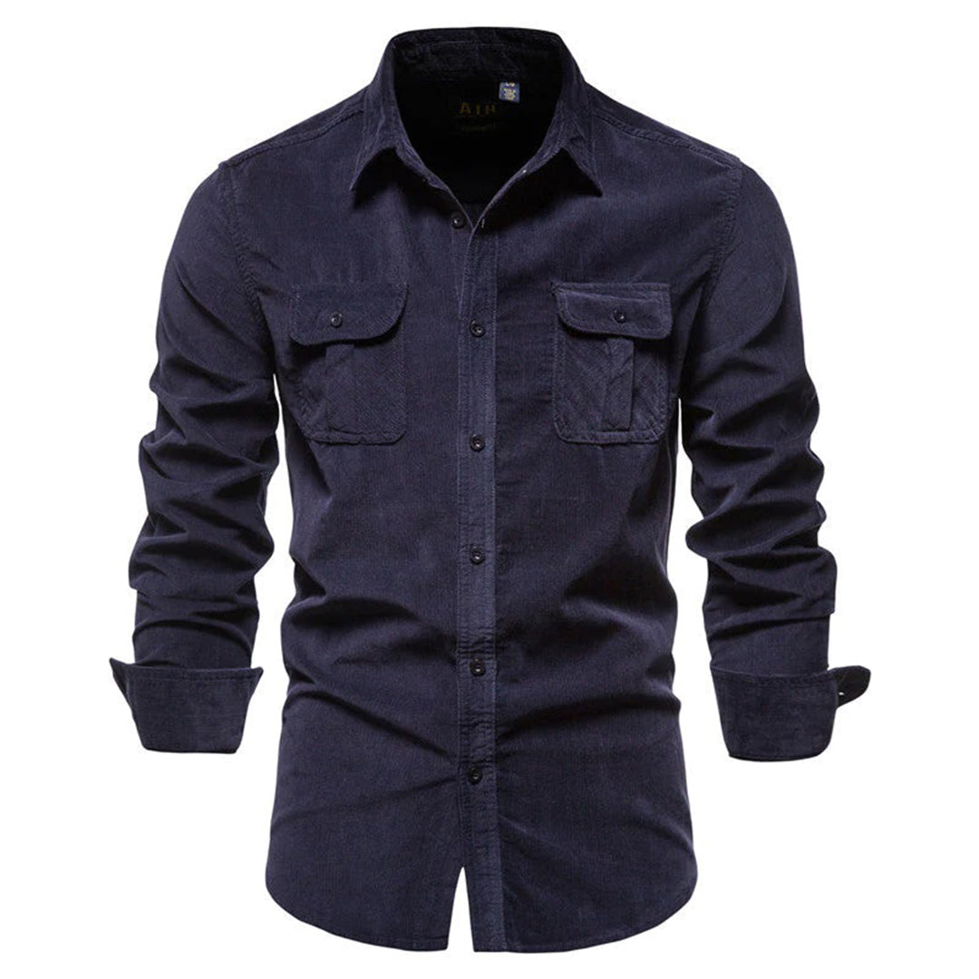 Heren Overhemd Corduroy Ribfluwelen Stof