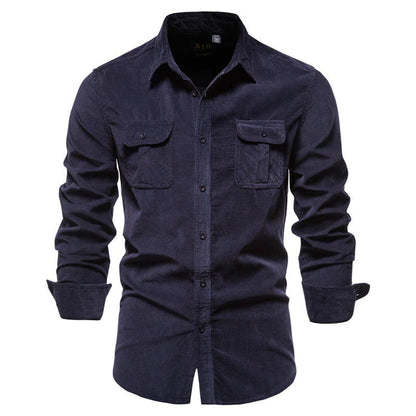 Heren Overhemd Corduroy Ribfluwelen Stof