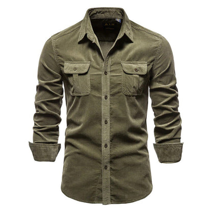 Heren Overhemd Corduroy Ribfluwelen Stof