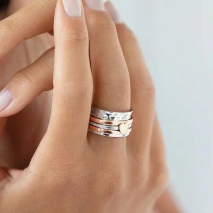 Hart Ring Draaiend met Zilveren Rand
