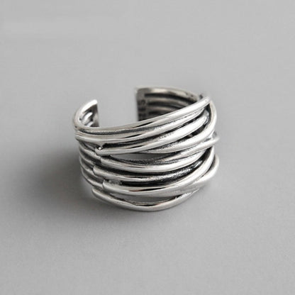 Zilveren Verstelbare Ring met Lagen voor Vrouw - Mode Vibes