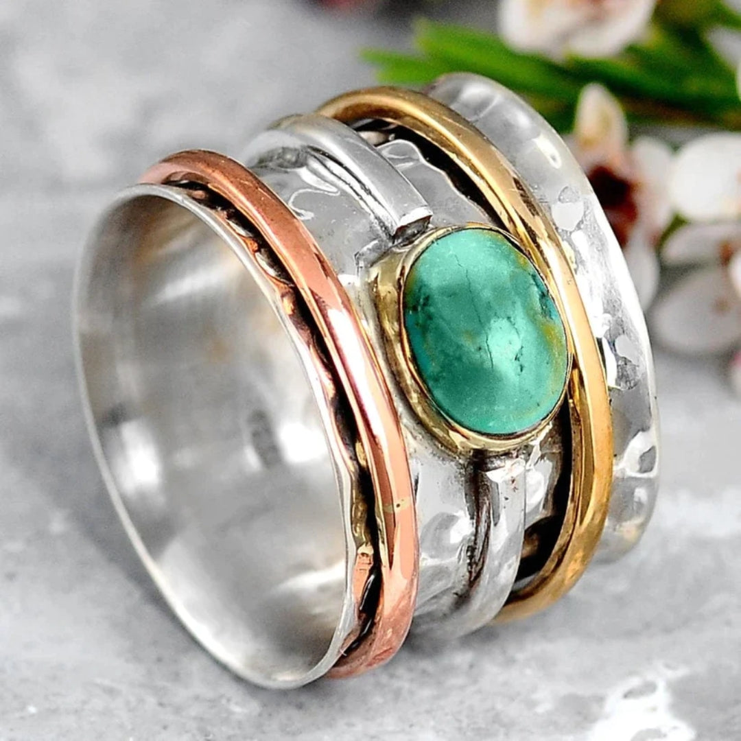 Turkoois Ring Zilver Goud Vintage Sieraden - Mode Vibes