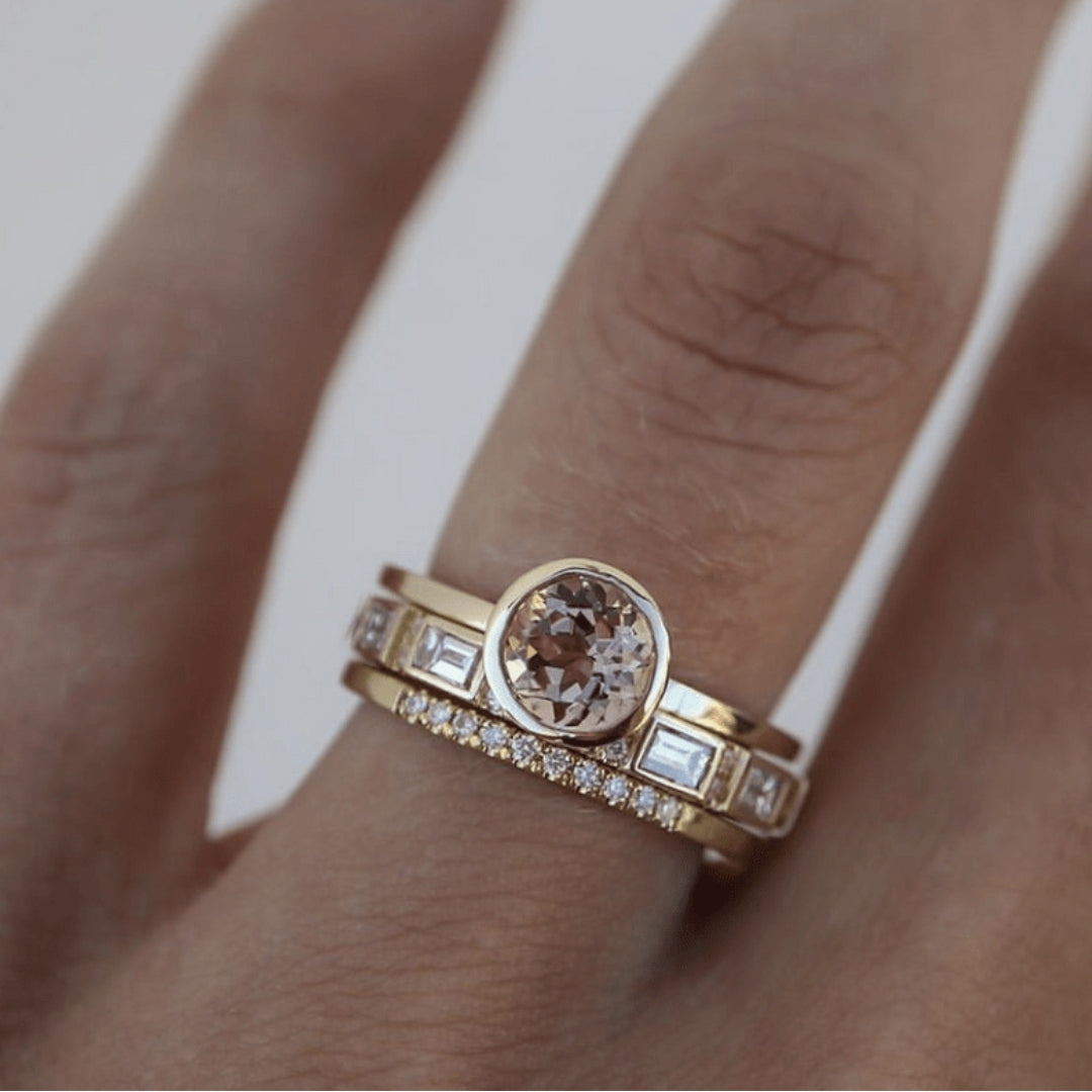 Gouden Zirkonia Ring Vintage Stijl Celine - Mode Vibes