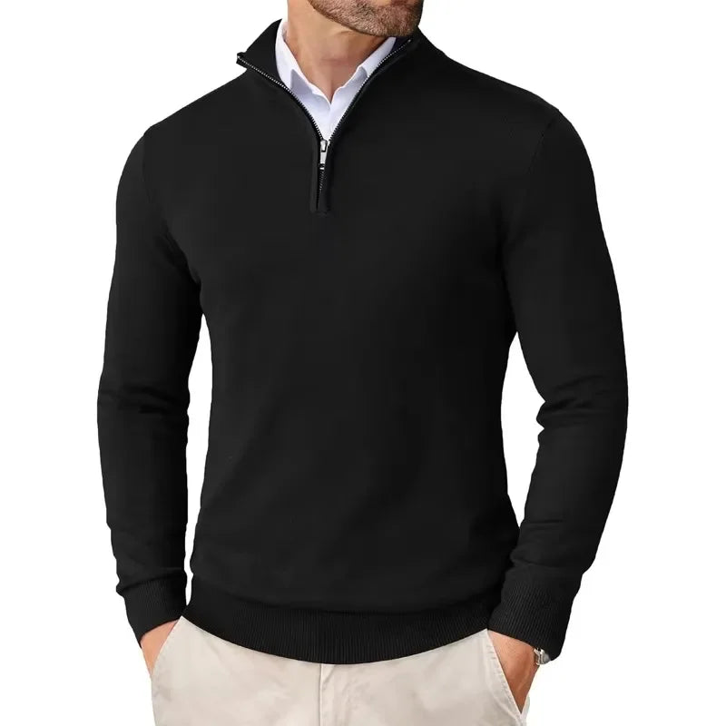 Heren Trui Luxe Zachte Stof Casual Model Met Halve Rits - Mode Vibes