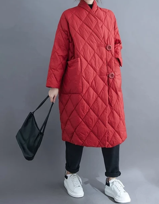 Clara | Cappotto con rombi e tasche